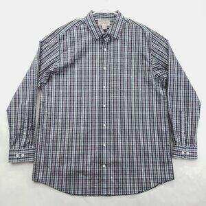 Duluth Shirt Mens XL Tall Blue White Check Wrinkle Fighter 100% Cotton Button-Up